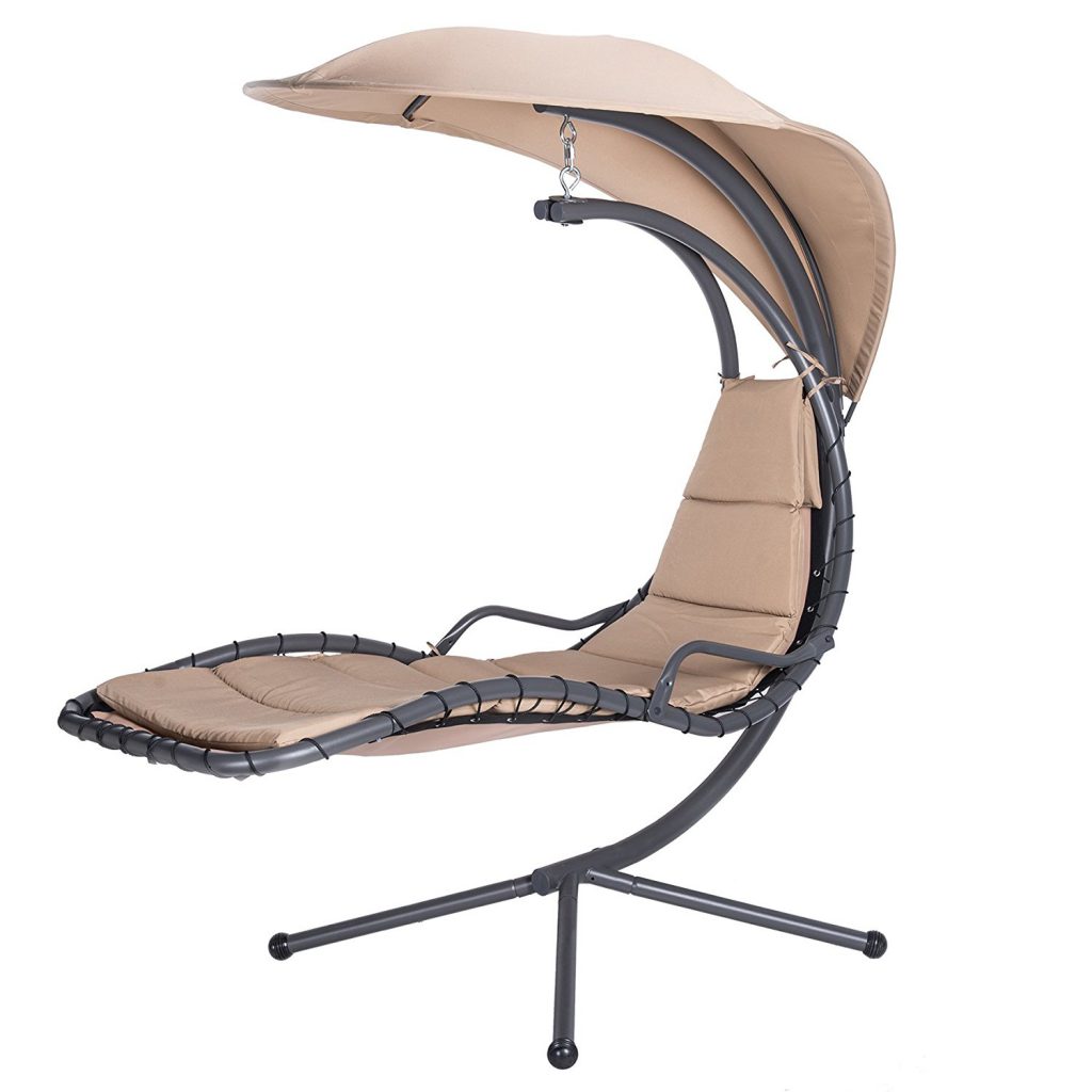 CO-Z UPGRADED Patio Hammock Swing Lounge Chair with EXTENDED Canopy Umbrella & Stand for Patio B